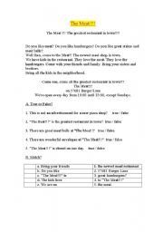 English worksheet: reading comprehention