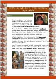 English Worksheet: Inside the continent North-America - Mayan (9 pages)