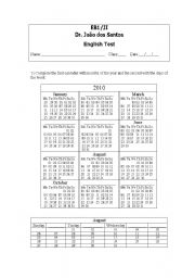 English Worksheet: English Test - part 1