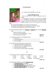 English worksheet: Test on a DJs life