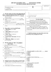 English Worksheet: 9th grade 3rd exam B