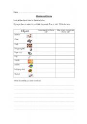 English Worksheet: Float or Sink