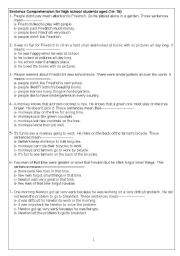 English Worksheet: Sentence Comprehension