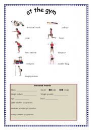 English worksheet: At the gym. How fit you are?