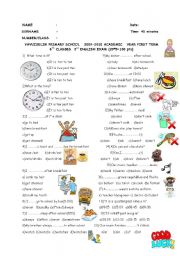 English Worksheet: 3rd EXAM OF 6th GRADES ( REVISING  PRESENT SIMPLE TENSE