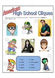 English Worksheet: American High School Cliques