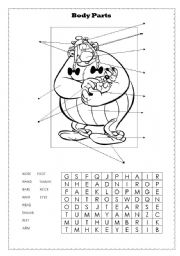 English Worksheet: Body Parts - Asterix