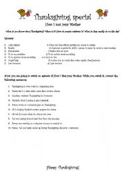 English Worksheet: Thanksgiving- How I met your mother