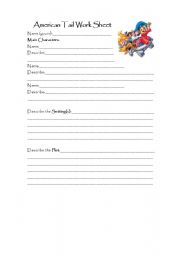 English Worksheet: American Tale Worksheet