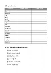English worksheet: comperative and superlative