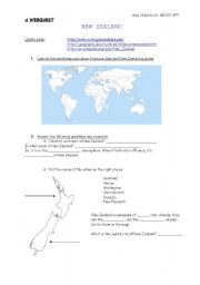 English Worksheet: A WEBQUEST ON NEW ZEALAND