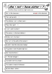 English Worksheet: making right sentences 