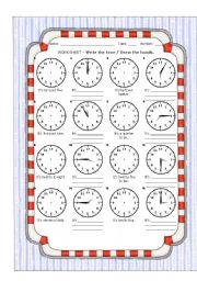 English Worksheet: WHAT TIME IS IT?    #10