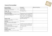 English worksheet: Writing a Postcard Planning Sheet