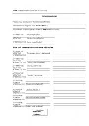 English Worksheet: auxiliar do