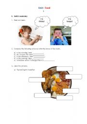 English Worksheet: Food and meals