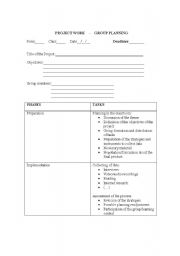 English Worksheet: Planning and doing a project work