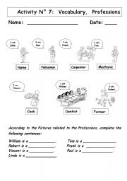 English Worksheet: Professions