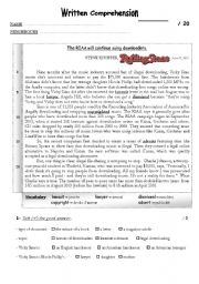 English Worksheet: TEST - illagal downloading