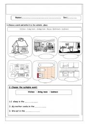 English Worksheet: rooms of the house