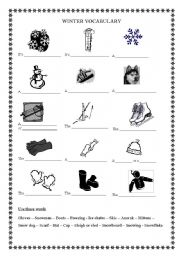 English worksheets: Winter vocabulary