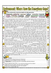 English Worksheet: ENVIRONMENT (3/3) Where Have the Honeybees Gone?                  Reading +Activities - Answer Key