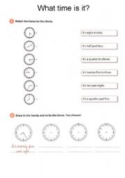 English Worksheet: What time is it?