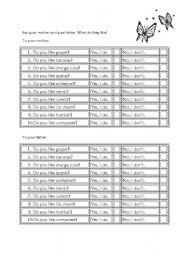 English worksheet: do you like...? A mini survey