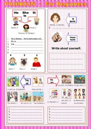 English Worksheet: Pronoun for beginners