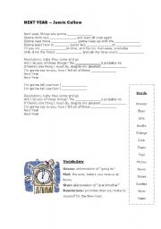 English Worksheet: Next Year song by Jamie Cullum (to fill in)