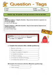 English Worksheet: Question-tags
