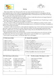 English Worksheet: My day