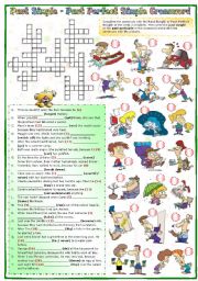 English Worksheet: Past Simple - Past Perfect Simple Crossword