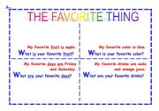 English worksheet: The favorite things