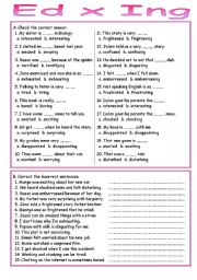 English Worksheet: Ed x Ing