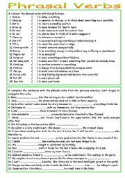 English Worksheet: Phrasal Verbs