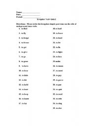 English worksheet: Part 2 Irregular Past Tense Verbs