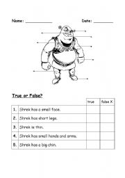 English Worksheet: Shrek body parts