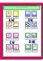 English worksheet: THE ALPHABET  1 (3 pages)