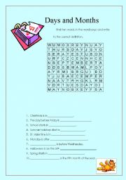 English Worksheet: Days and months