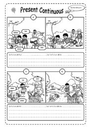 English Worksheet: PRESENT CONTINUOUS - B&W