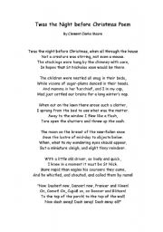 English Worksheet: The Night Before Christmas