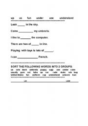 English Worksheet: Spelling words