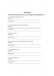 English worksheet: Simple present exercise