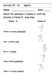 English worksheet: Sports