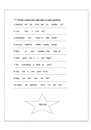 English worksheet: WORD ORDER