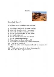 English worksheet: Deserts 