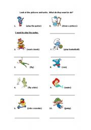 English Worksheet: What do they want to do?