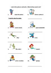 English worksheet: What do they want to do?