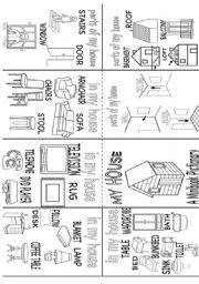 English Worksheet: my house pictionary mini book